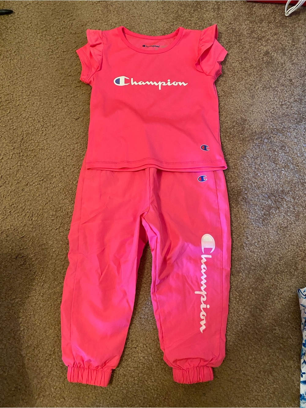 Champion Girls' Pink Logo Jogger Set - Kids Bottoms